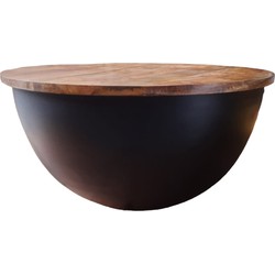 Salontafel Rond Zwart - Industrieel Design - Mangohout 88 cm - NIDI XL