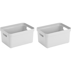 2x Kunststof opbergbakken/opbergmanden wit 13 liter 35,2 x 25,3 x 18,3 cm - Opbergbox