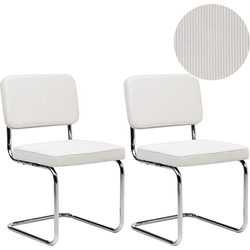 IRWIN - Eetkamerstoel set van 2 - Gebroken wit - Corduroy