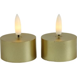 Countryfield LED kaarsjes theelichtjes - 2x st - goud - D4 x H5,2 cm - LED kaarsen