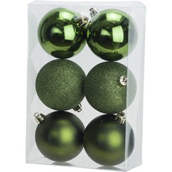 Cosy & Trendy Kerstballen - 6x st - appelgroen - 8 cm - kunststof - Kerstbal