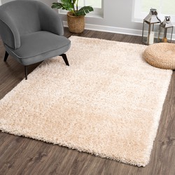 Tapijtenloods Porto Soft Fluffy Vloerkleed Hoogpolig Effen Beige- 140X200 CM