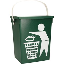 Gft afvalbakje voor aanrecht - 5L - klein - groen - afsluitbaar - 20 x 17 x 23 cm - compostbakje - Prullenbakken