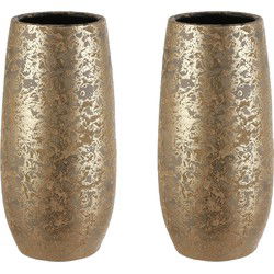 Mica Decorations Vaas - 2x - keramiek - goud - 17 x 35 cm - Vazen