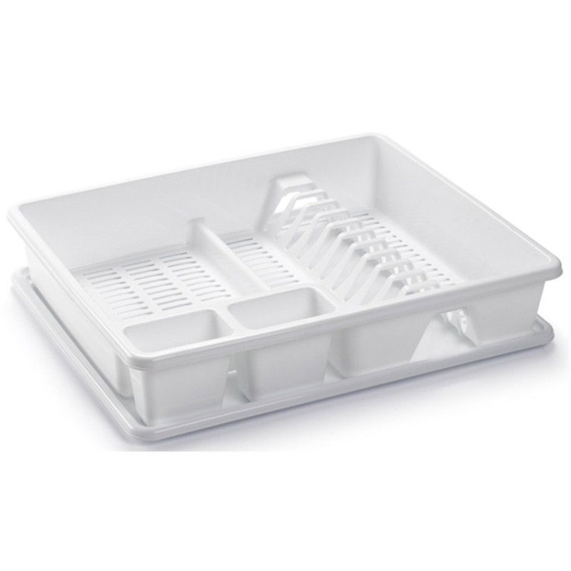PlasticForte Afwas afdruiprek met lekbak - wit - 45 x 26 x 9 cm - Afdruiprekken - 