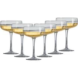 OTIX Champagneglazen - Champagnecoupe glazen - 6 stuks - Reliëf - Ribbel - Smoke glas - Grijs - Pornstar Martini Glazen - Cocktailglazen - TINI