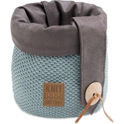 Knit Factory Lynn Gebreide Mand - Opbergmand - Plantenmand - Stone Green - 35 cm