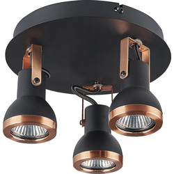 BARO - Plafondlamp rond - Zwart/Koper - IJzer