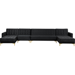 ABERDEEN - Modulaire 6-zits bank - Zwart - 428 cm - Fluweel