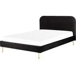FLAYAT  - Tweepersoonsbed - Zwart - 180 x 200 cm - Fluweel