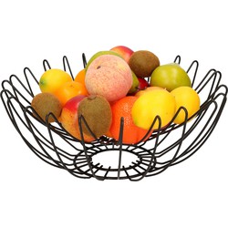 Fruitschaal/fruitmand rond zwart metaal 35 cm - Fruitschalen