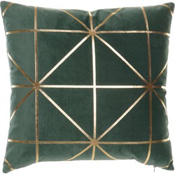 Sierkussen Velvet Geometrie - Groen & Goud - 45 x 45 cm (incl. vulling)