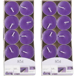 Geurtheelichtjes - 20x stuks - lavendel - paars - was - 3,5 uur - geurkaarsen