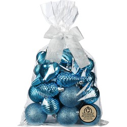 Inge Christmas kerstballen - 30x - kunststof - turquoise - Kerstbal