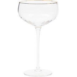 Riviera Maison Champagneglas, Bewerktglas, Cava wijnglas - Les Saisies, Gouden rand 300 ml