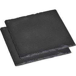 Kesper Pannenonderzetters - 2x stuks - leisteen - 20 x 20 cm - Panonderzetters