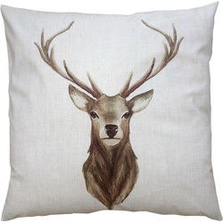 Clayre & Eef Kussenhoes  45x45 cm Beige Bruin Polyester Hert Sierkussenhoes