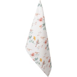 Clayre & Eef Theedoek 47x70 cm Beige Katoen Vogels Keukenhanddoek