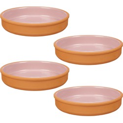 4x stuks tapas/hapjes serveren/oven schaal terracotta/roze 23 x 4 cm - Snack en tapasschalen