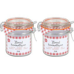 Urban Living Weckpot/inmaakpot - 2x - 250 ml - glas - met beugelsluiting - D8.5 x H10 cm - Weckpotten