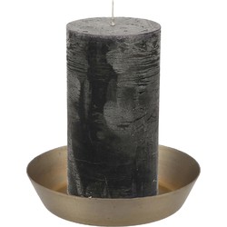 Kaarshouder voor stompkaars - goud - metaal - D10 x 2 cm - Kaarsenplateaus