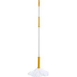 Urban Living Schoonmaak/dweil vloermop met telescoopsteel - uitschuifbaar 85 tot 125 cm - wit/geel - Vloermoppen