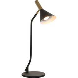 Trendy Tafellamp - Anne Light & Home - Metaal - Trendy - GU10 - L: 18cm - Voor Binnen - Woonkamer - Eetkamer - Zwart