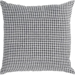 Kave Home - Kussenhoes Hilaria zwart-wit geruit van 100% linnen 45 x 45 cm