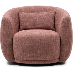 Riviera Maison Leonardo Swivel Armchair, chenille jacquard, coral pink