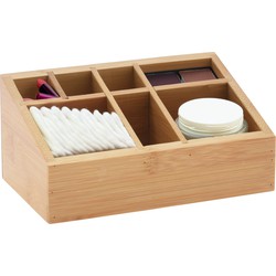 Eleganza Make-up organizer - bamboe hout - 17 x 10 x 8 cm - kwasten houder - Make-up dozen