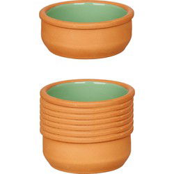 La Dehesa Tapas schaaltjes - 12x - mini - terracotta/groen - 8 x 4 cm - Snack en tapasschalen