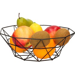 Metalen fruitmand/fruitschaal zwart rond 28 x 10 cm - Fruitschalen