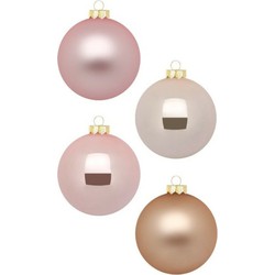 Inge Christmas Kerstballen - 12st - glas - parel roze - 8cm - Kerstbal