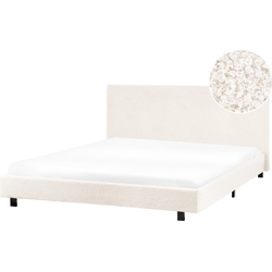 Beliani ALBI - Tweepersoonsbed-Wit-Bouclé