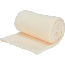 Polyester fleece deken/dekentje/plaid 125 x 150 cm licht beige - Plaids