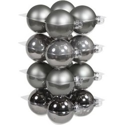 Othmar Decorations Kerstballen - 16x st - titanium grijs tinten - D8 cm - glas - Kerstbal