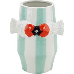 Vase - Flower Vase Fish-Mint/White/Orange - 14x11,5x18,5cm