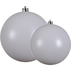 Grote kerstballen 2x stuks wit 14 en 20 cm kunststof - Kerstbal