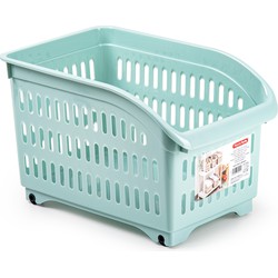 Plasticforte opberg Trolley Container - mintgroen - op wieltjes - L30 x B18 x H19 cm - kunststof - Opberg trolley