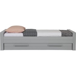 WOOOD Dennis bed incl. Matras/Bedlade - Betongrijs - Grijs - 53x219x95