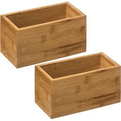 2x 5five sieraden/make-up houder/box - 18 x 9 x 9,5 cm - bamboe - Make-up dozen