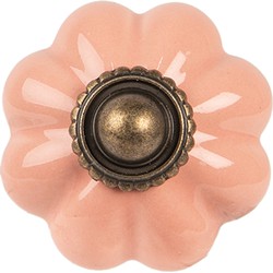 Clayre & Eef Deurknop  Ø 4 cm Roze Keramiek Meubelknop