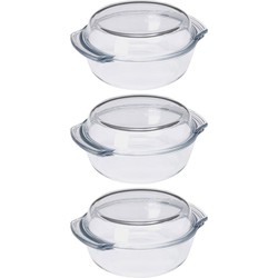 3x Glazen ovenschalen 20 cm - Ovenschalen