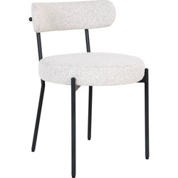 Badalona Dining Chair - Eetkamerstoel, wit bouclé met zwarte poten, HN1270 - set van 2