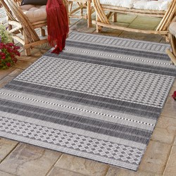 Sunny Outdoor - Binnen en Buiten Vloerkleed - Beige Grijs - Tapijt voor Tuin Terras Balkon- 240x340 CM