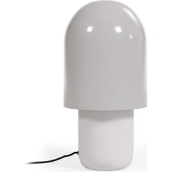 Kave Home - Metalen tafellamp Brittany met een wit-grijze afwerking.