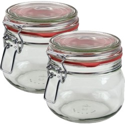 5x Glazen confituren pot/weckpot 500 ml met beugelsluiting en rubberen ring - Weckpotten