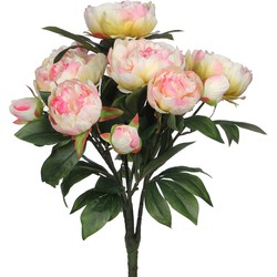 Mica Decorations Kunstbloemen boeket pioenrozen - roze - 55 cm - decoratie bloemen - Kunstbloemen