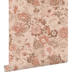 ESTAhome behang vintage bloemen terracotta roze - 50 x 900 cm - 139766