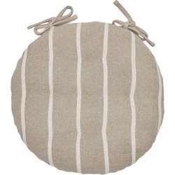 Kave Home - Margarida rond stoelkussen 100% beige katoen met witte strepen print Ø 40 cm